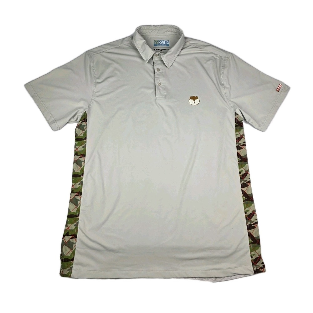 RSVLTS Caddyshack Golf Polo Shirt Mens Large Gray Short Sleeve Polyamide Spandex - Picture 1 of 13
